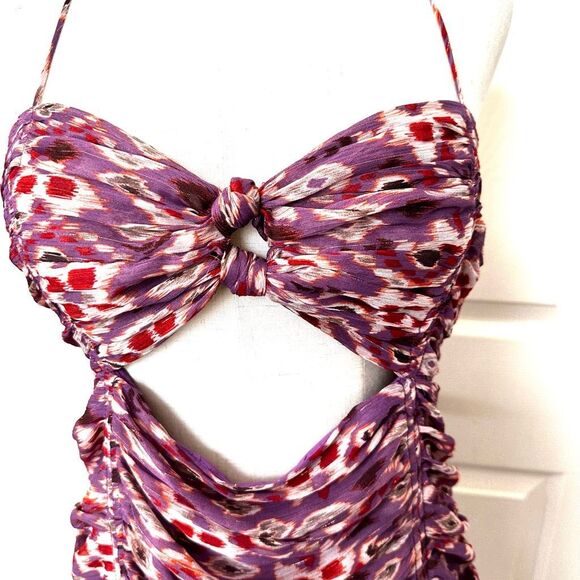 Zara spaghetti strap front knot ruched mini dress - Picture 5 of 15